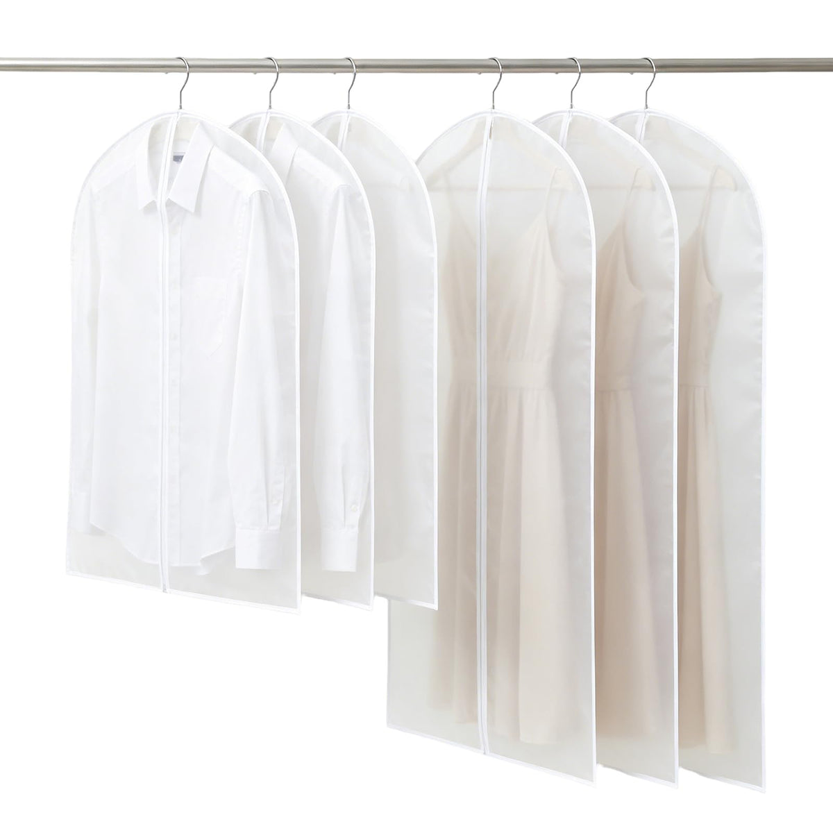 Garment Bags for Hanging Clothes PEVA 6 Pack Mixed Sizes Translucent