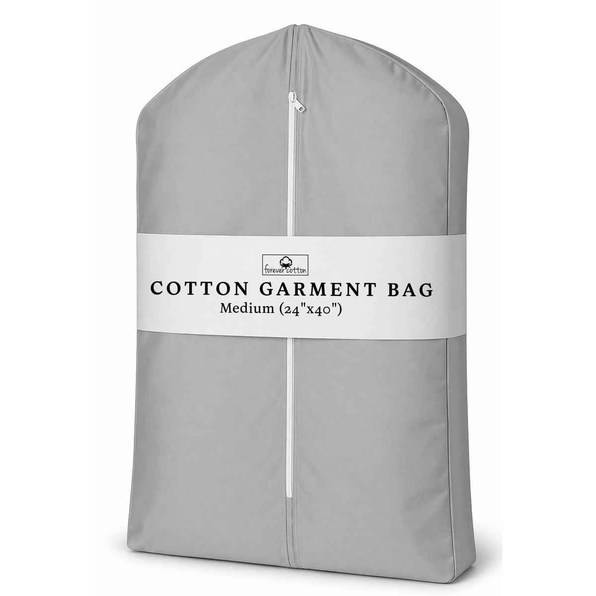 Premium 100% Cotton Garment Bags – 40" Off-White Canvas Suit Cover with YKK Zipper – Moth Protector, Breathable, Machine Washable, Cover for Coats, Dresses, Jackets & Travel