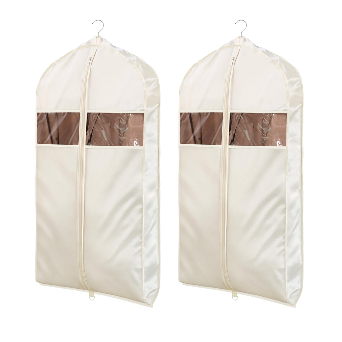 Univivi Satin Garment Bags for Hanging Clothes, Black, 43 Inch, 2 Pack