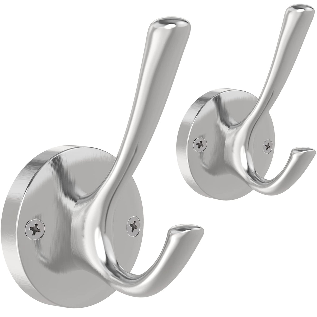 TOFIIGREM Brushed Nickel Robe Hooks Towel Hooks, 3 Pack Coat Hook Heavy Duty Mudroom Hook Double Bathrobe Hook Wall Mounted, Hat Hooks for Entryway Bathroom Kitchen Closet