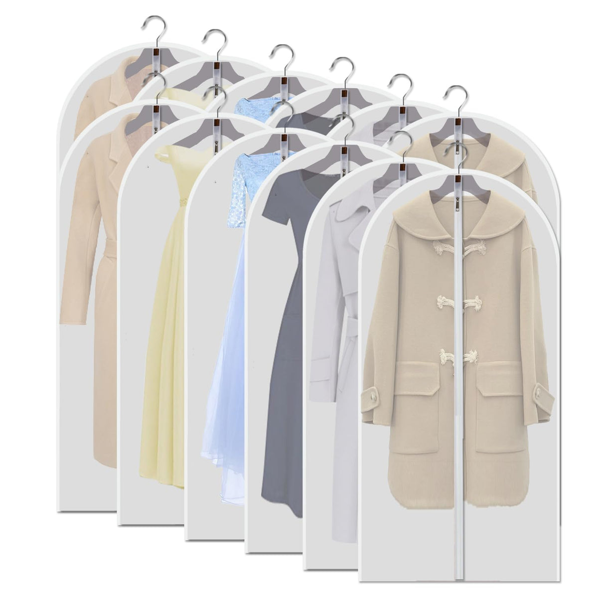 Clear Garment Bags for Hanging Clothes, 60 Inch, 7 Pack with 5 Cedar Balls