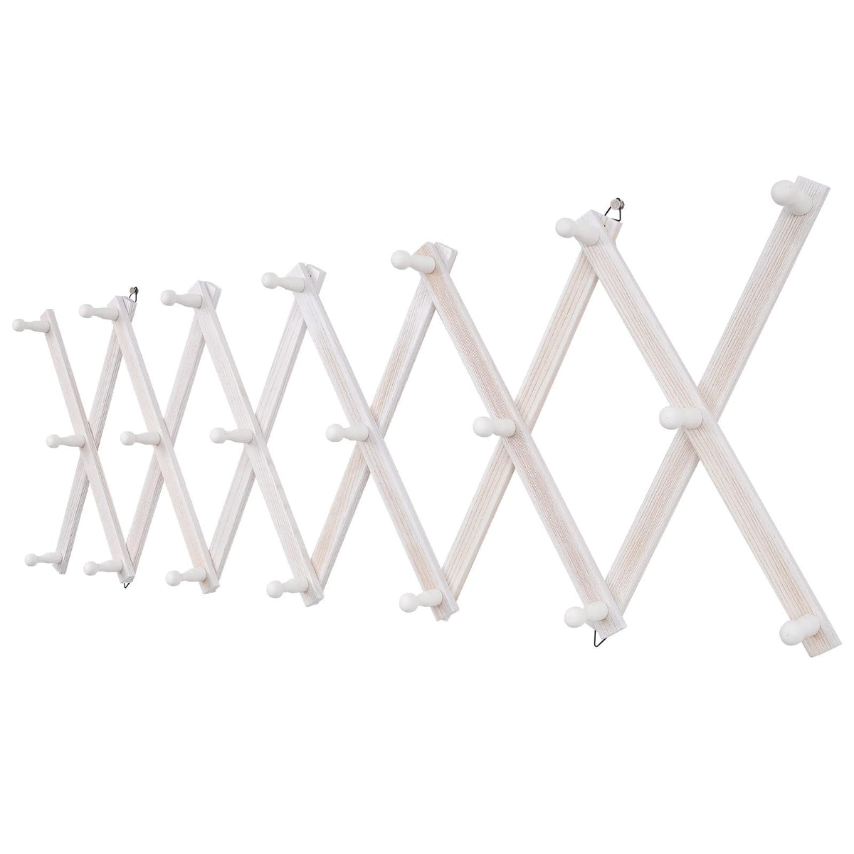 SCUNDA Hat Rack for Wall, Expandable Wall Hat Holder with 16 Hooks, 16 inch Wooden Wall Hook for Baseball Caps,Cowboy, Bag,Hoodie(Brown)