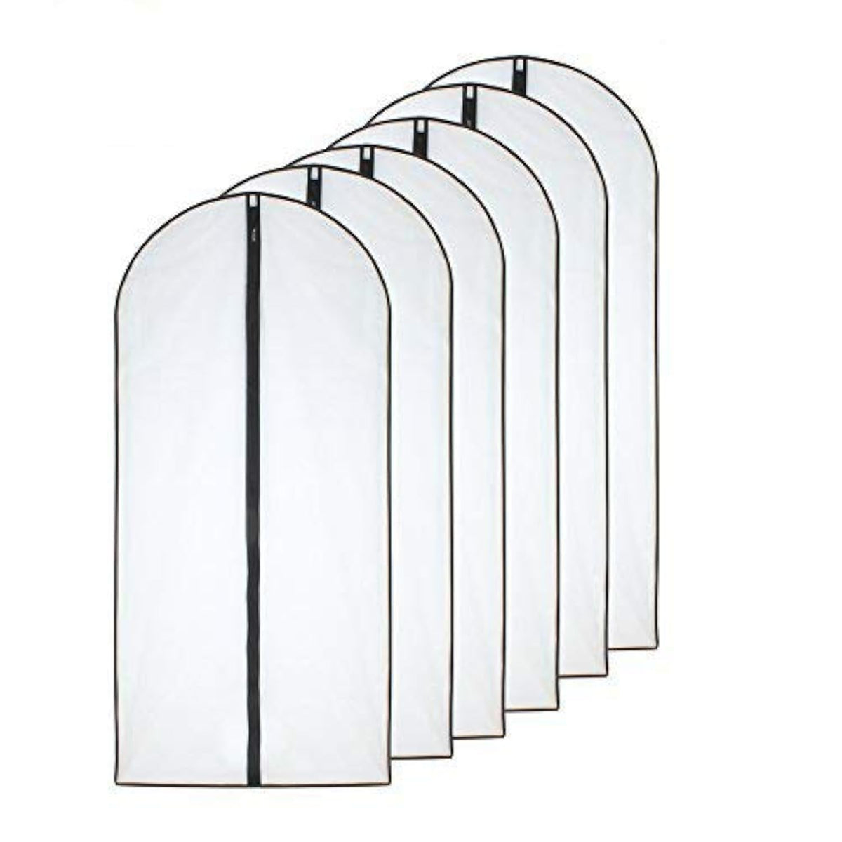 Hanging Garment Bag (Set of 6) Black Side Breathable Dress Bags for Hanging Clothes Cloth Cover for Closet Clear Full Zipper Bags for Coat Clothes Storage (24'' x 54'', Black)