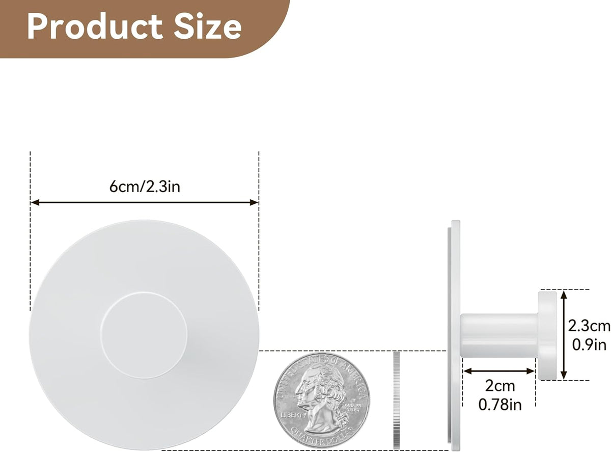 bussdis White Adhesive Wall Hook for Coat and Towel: Extra Sticky 12 LB (Max), Stainless Coat Rack Door Holder Hanger, Heavy Duty
