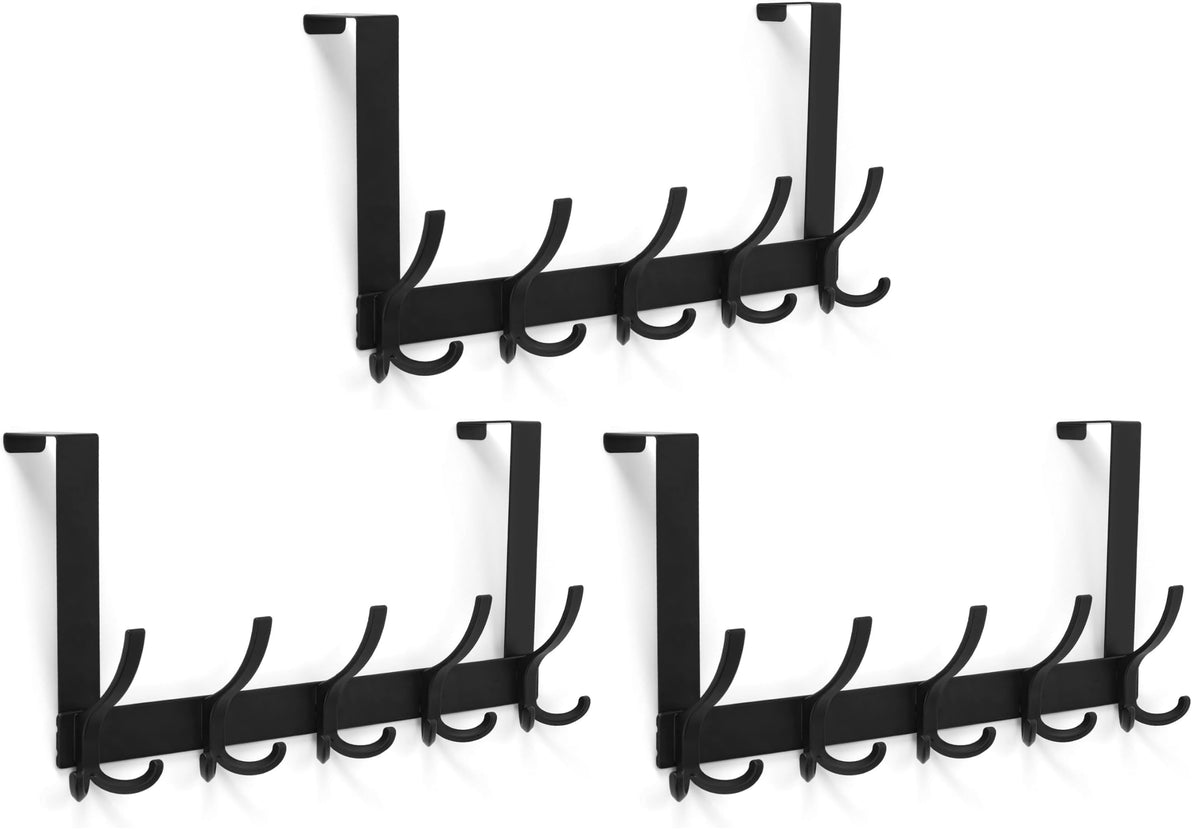 Optish Over The Door Hooks for Hanging, Over The Door Hanger, Over The Door Towel Rack for Bathroom (Black, 1 Pack)