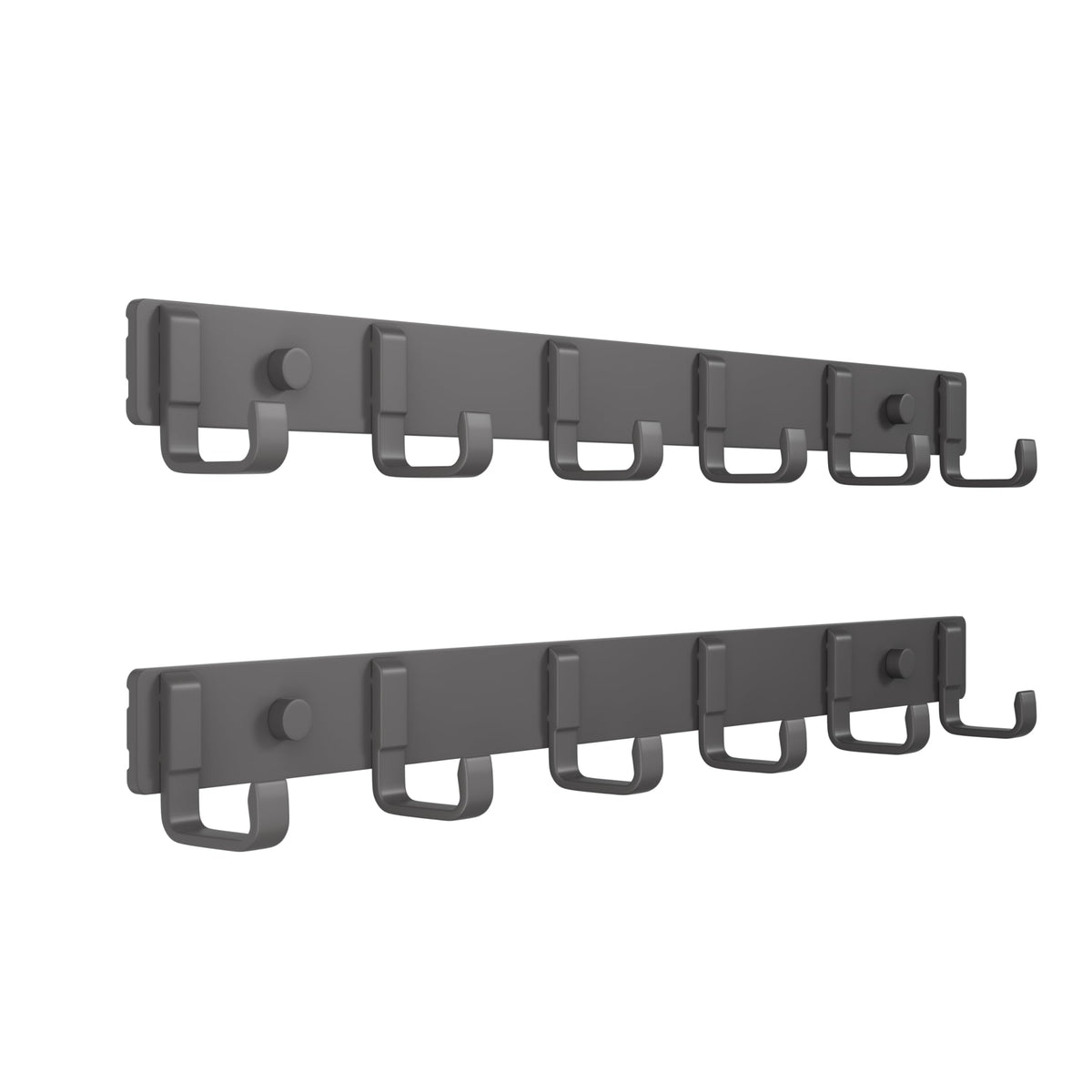 16" Heavy Duty Wall Mount Coat Rack with 6 Hooks, 2-Pack (Black)