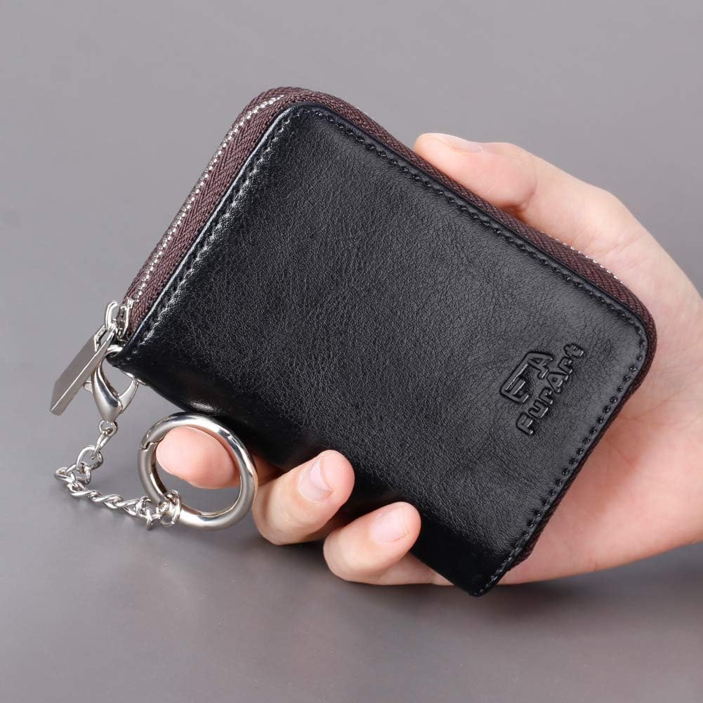 FurArt Zipper Wallet Women RFID Credit Card Holder keychain Wallet