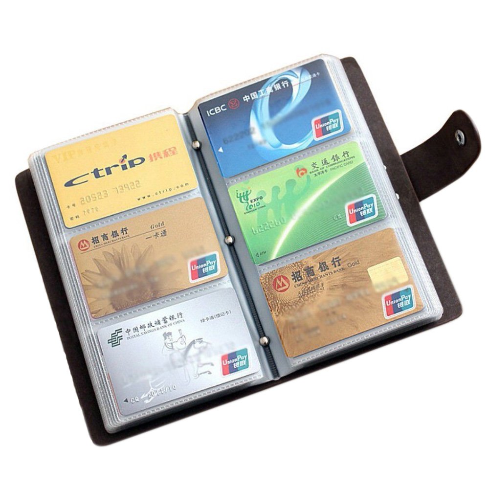 boshiho Leather Credit Card Holder Business Card Case Book Style 90 Count Name ID Card Holder Book