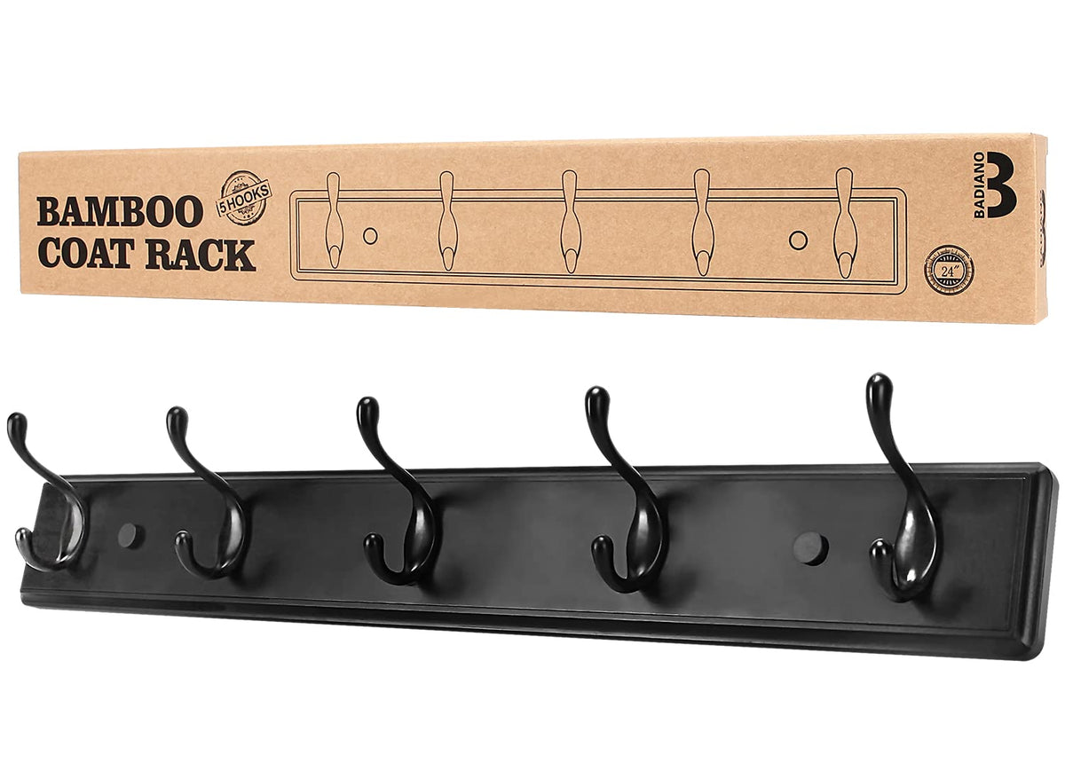 Badiano Heavy Duty Wooden Coat Rack, Wall-Mounted Organizer,14 Inch, White