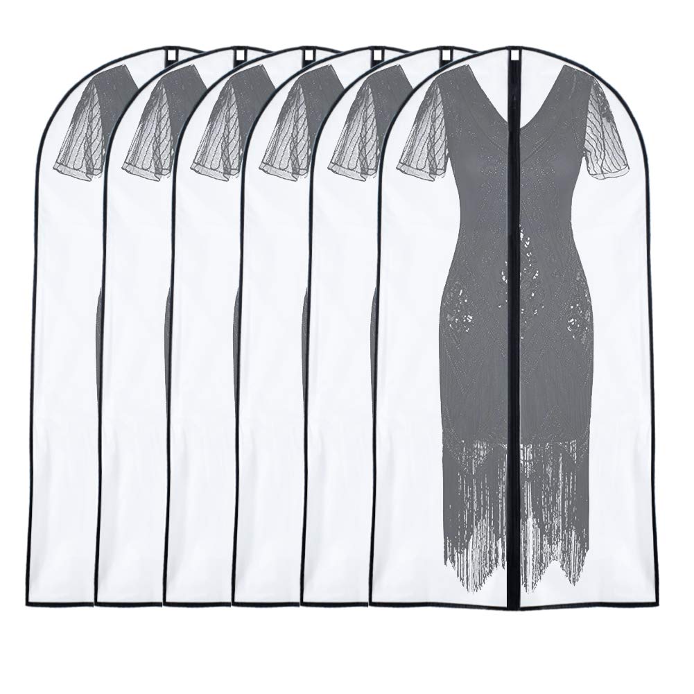 Garment Bags for Hanging Clothes 24" x 40"Coat Covers for Closet Foldable Washable Dress Bags for Hanging Clothes for Long Dress Dance Costumes Suits Gowns Coats
