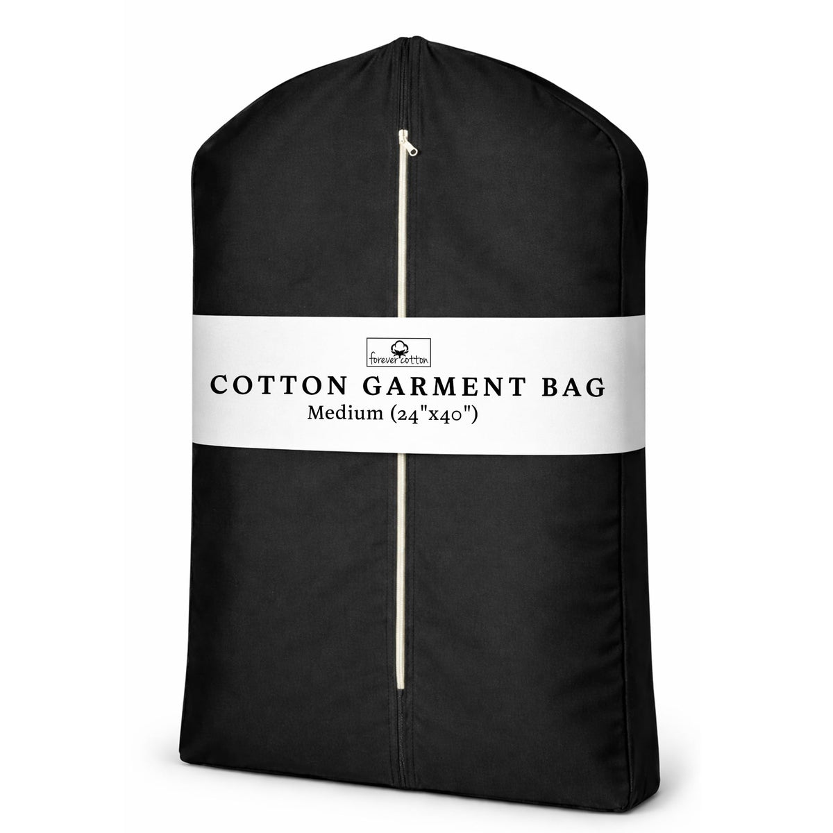Premium 100% Cotton Garment Bags – 40" Off-White Canvas Suit Cover with YKK Zipper – Moth Protector, Breathable, Machine Washable, Cover for Coats, Dresses, Jackets & Travel