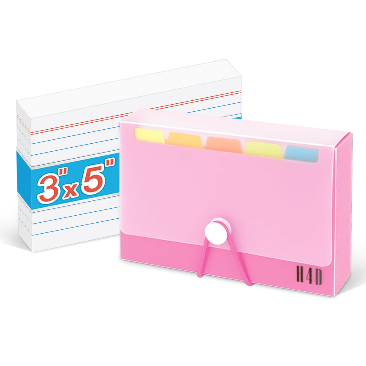 H4D 4x6 Index Card Case with 100 Heavyweight Ruled Index Cards and Dividers, Black