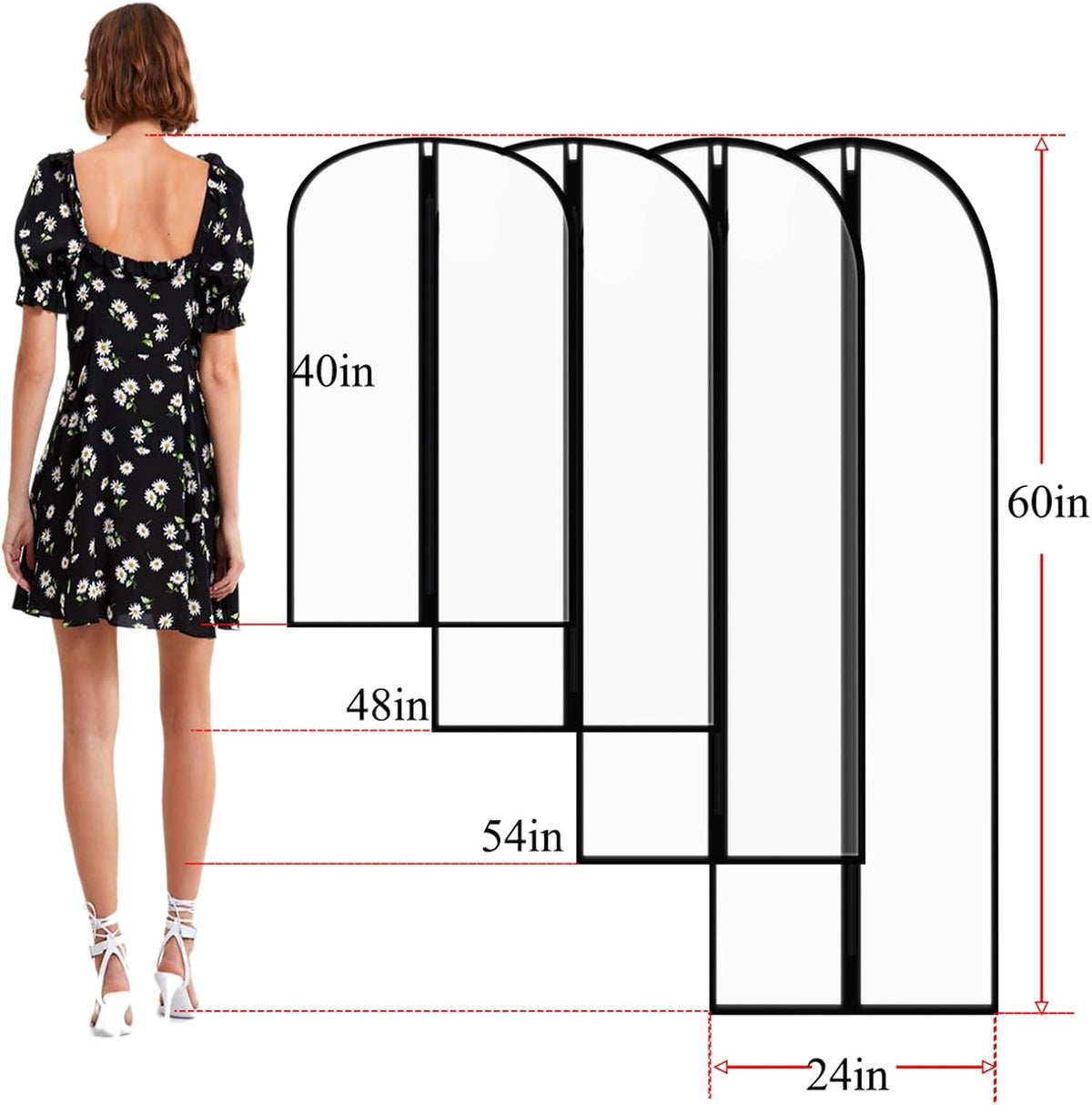 60" Extra-Long Hanging Garment Bags for Dresses & Gowns