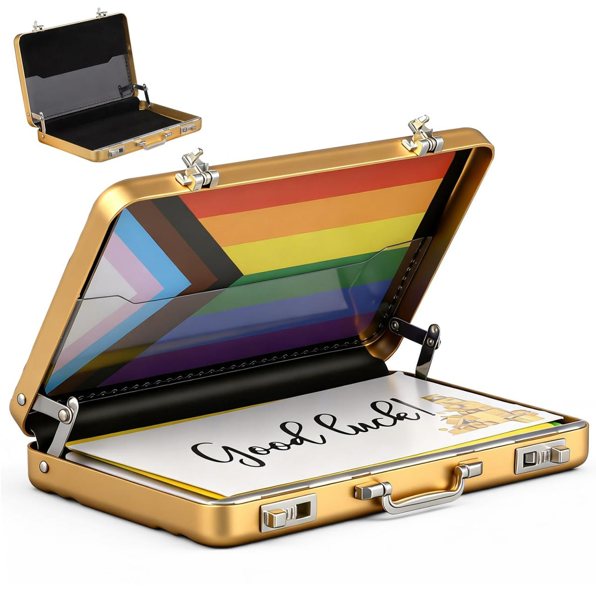 Tofficu Mini Briefcase Metal Business Card Holder - Portable Aluminum Card Case for Professional Image, Large Capacity