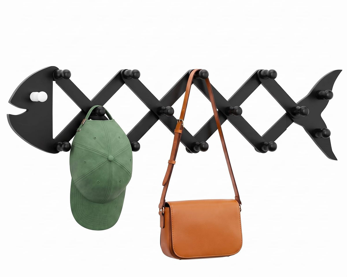 Accordion Wall Hanger with 15 Peg Hook, Expandable Coat Hat Rack