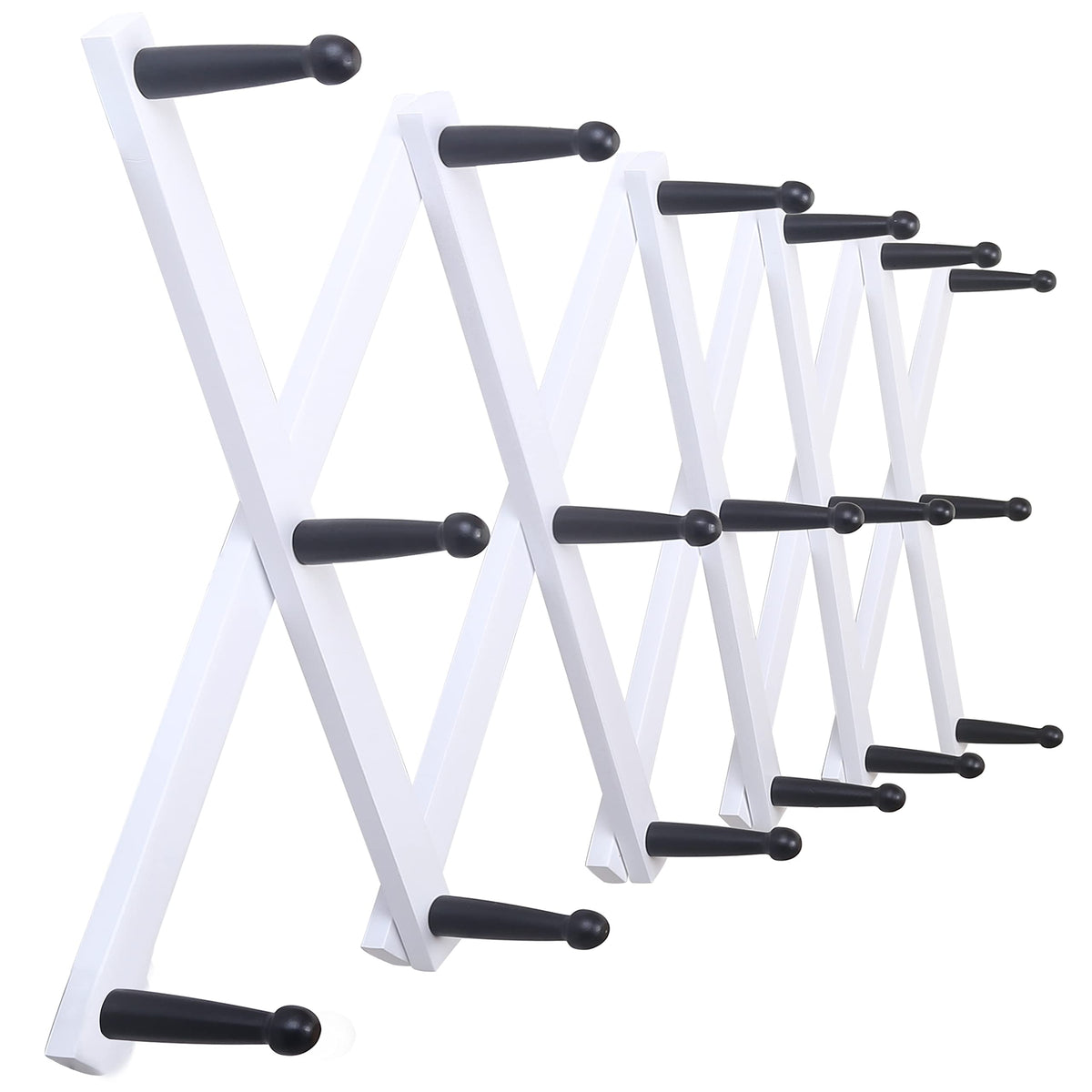 SKOLOO Hat Rack for Wall with 14 Hooks, Solid Wooden, Modern, Expandable Coat Rack Wall Mount for Coats, Hats, Bags, Baseball Caps, Walnut Color