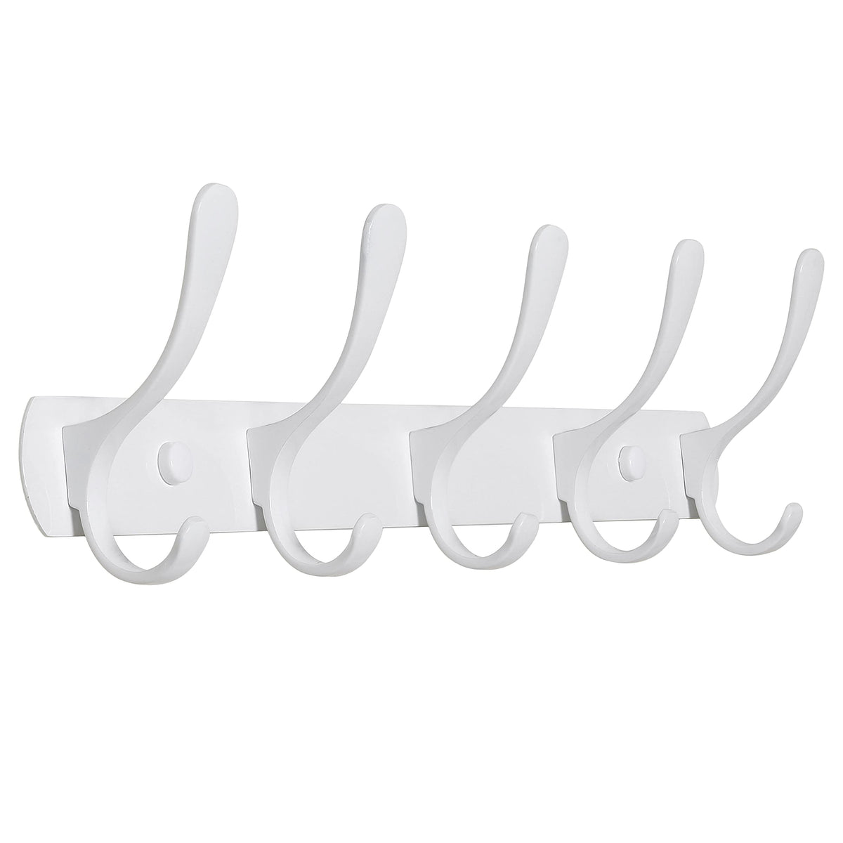 SKOLOO Coat Rack Wall Mount - Modern, Metal Wall Coat Rack with 5 Hooks, Pack of 2, Sturdy Wall Mounted Coat Hooks for Hanging Coat, Jacket, Clothes, Hat, Matte Black