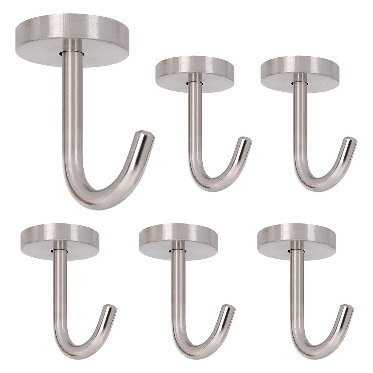 NearMoon Coat Hooks, Wall Mount Hooks for Hanging Hat Hurse Robe, 304 Stainless Steel Heavy Duty Towel Hangers for Bathroom Livingroom Hotel Kitchen Garage, 6 Pack (8 Inch, Matte Black)