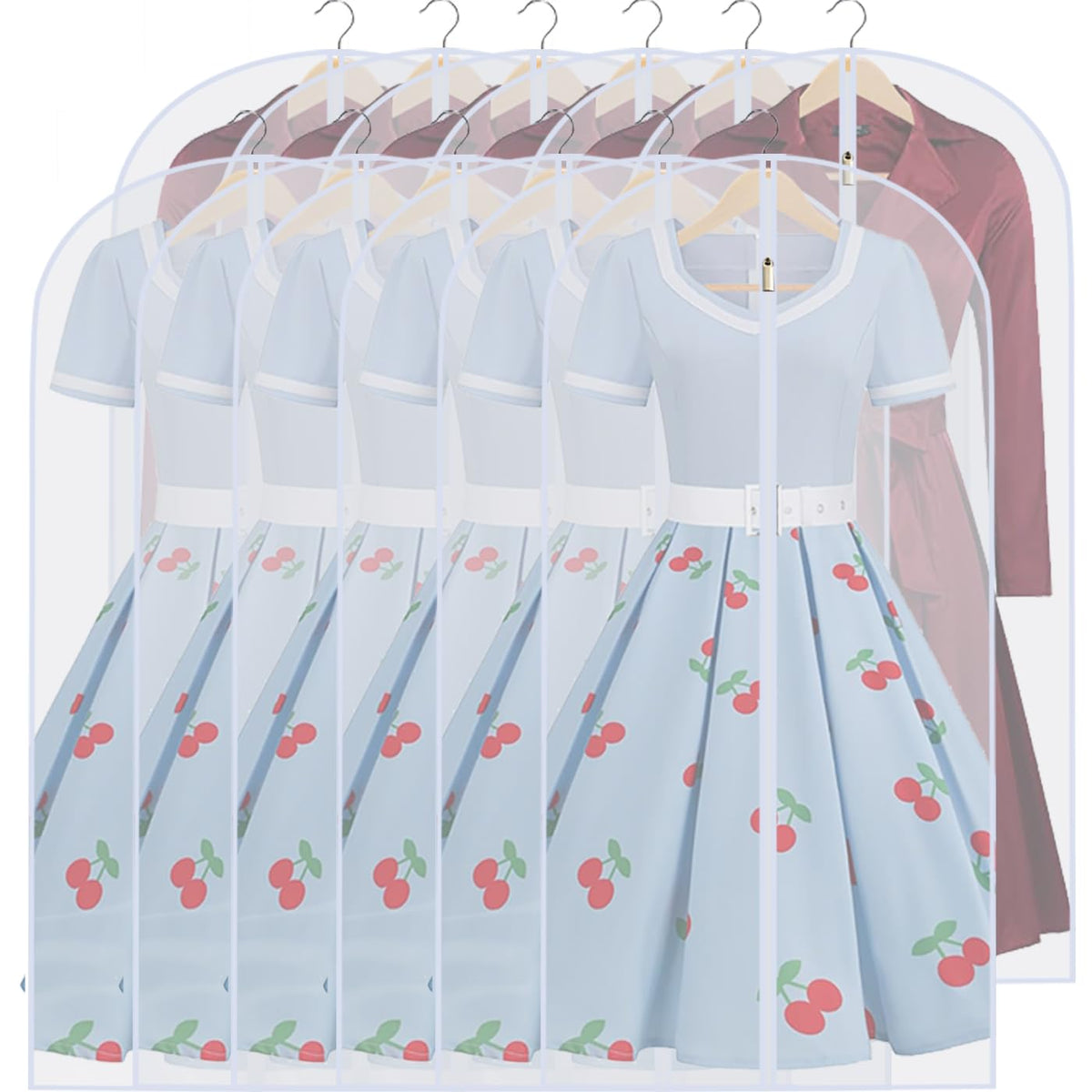 Garment Bags for Hanging Clothes 24" x 48"Coat Covers for Closet Foldable Washable Dress Bags for Hanging Clothes for Long Dress Dance Costumes Suits Gowns Coats