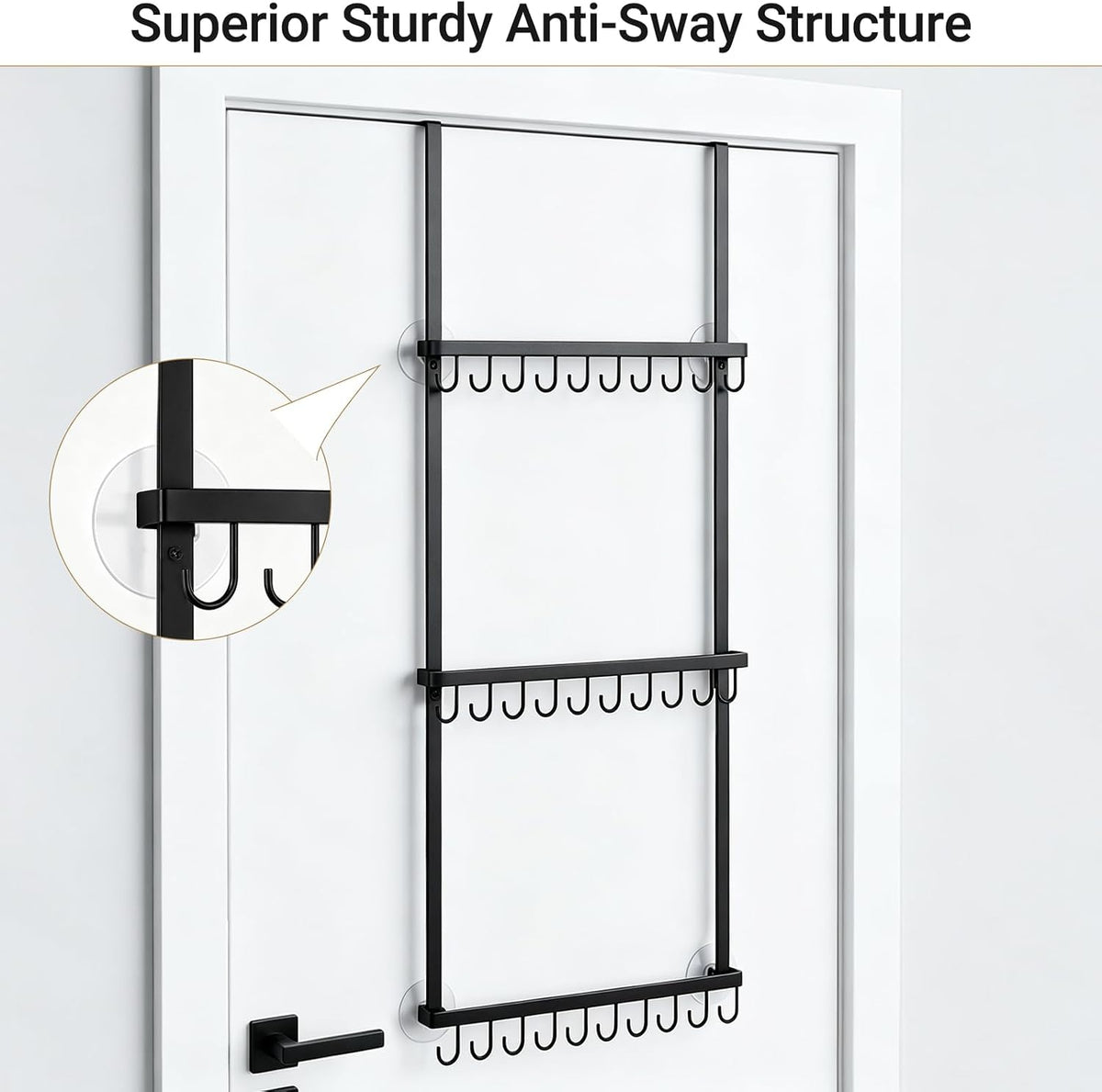 Mkono Over Door Hat Organizer for Baseball Caps, Hat Rack with 30 Hooks