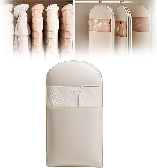 2025 Space Saving Hanging Garment Bag with Self Compression Zipper, Transparent Visibility Space Saving Hanging Protector for Down Coat with Self Compression Zipper (Extra Large)