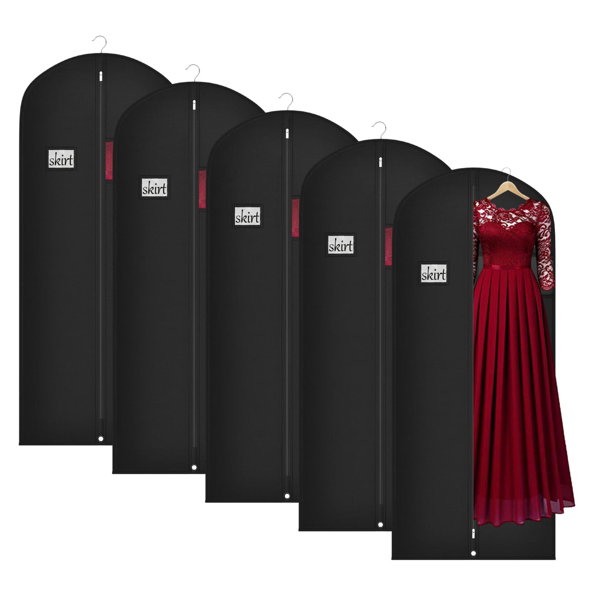 Univivi 60 Inch Lightweight Garment Bag for Hanging Clothes, 10 Pack, Black