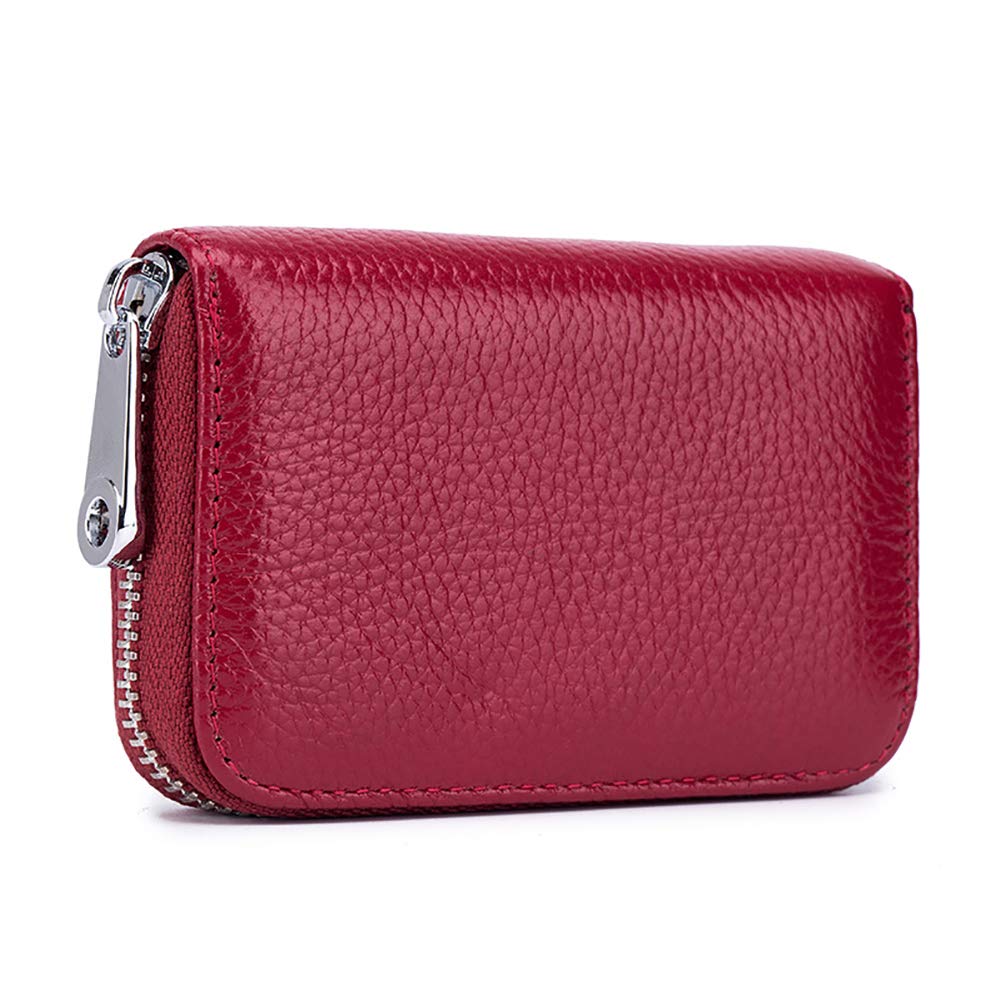 EASTNIGHTS RFID Credit Card Holder Genuine Leather Credit Card Wallet with Zipper