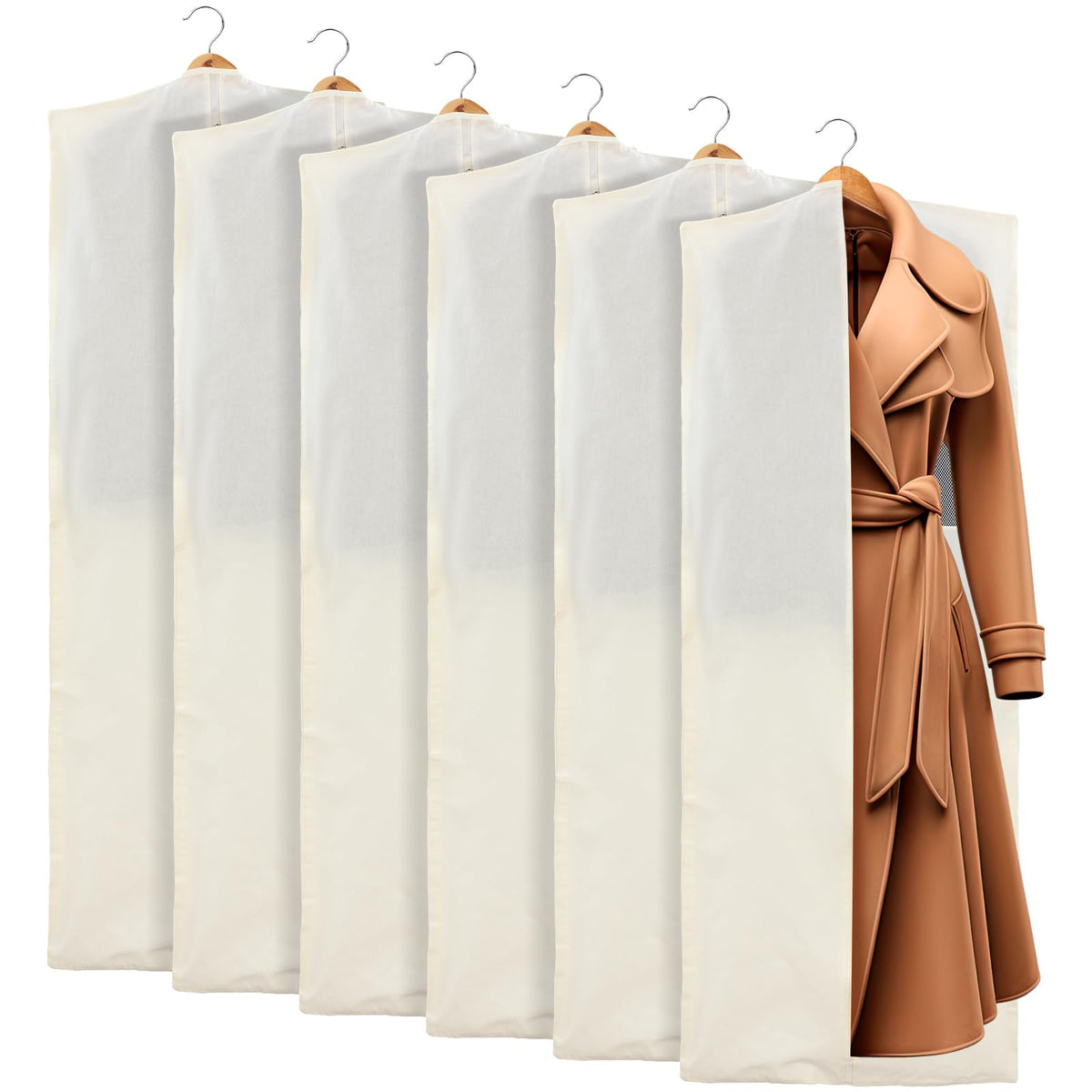 Aliceset 6 Pcs 40 Inches Cotton Garment Bags for Hanging Clothes