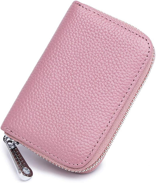 EASTNIGHTS RFID Credit Card Holder Genuine Leather Credit Card Wallet with Zipper