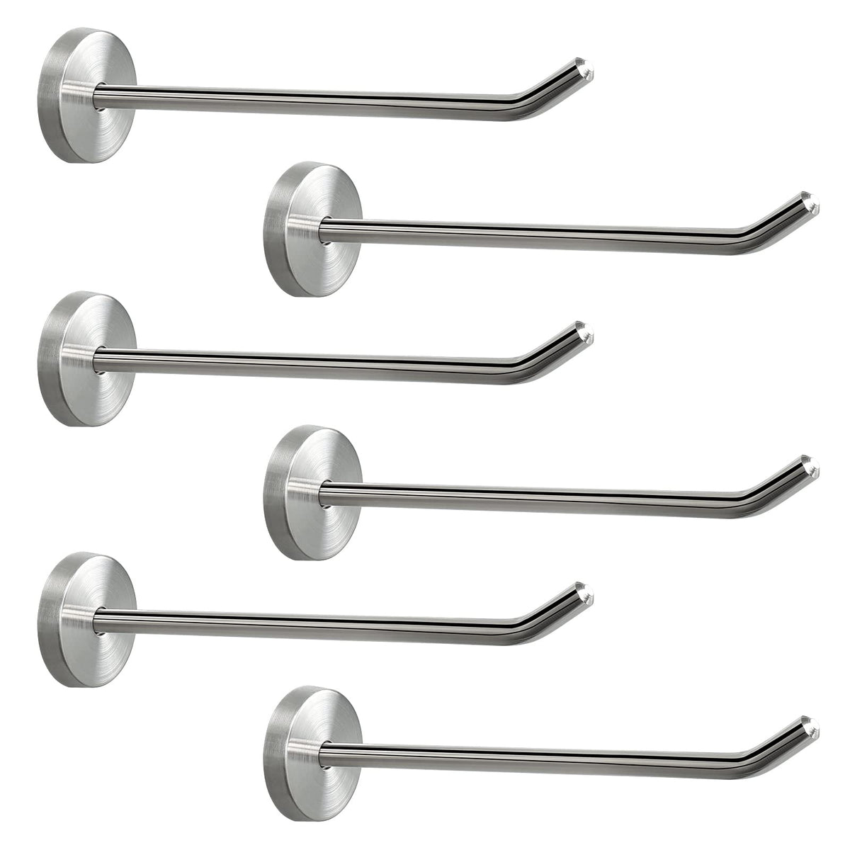 NearMoon Coat Hooks, Wall Mount Hooks for Hanging Hat Hurse Robe, 304 Stainless Steel Heavy Duty Towel Hangers for Bathroom Livingroom Hotel Kitchen Garage, 6 Pack (8 Inch, Matte Black)