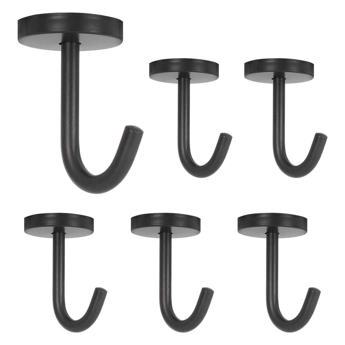 NearMoon Coat Hooks, Wall Mount Hooks for Hanging Hat Hurse Robe, 304 Stainless Steel Heavy Duty Towel Hangers for Bathroom Livingroom Hotel Kitchen Garage, 6 Pack (8 Inch, Matte Black)