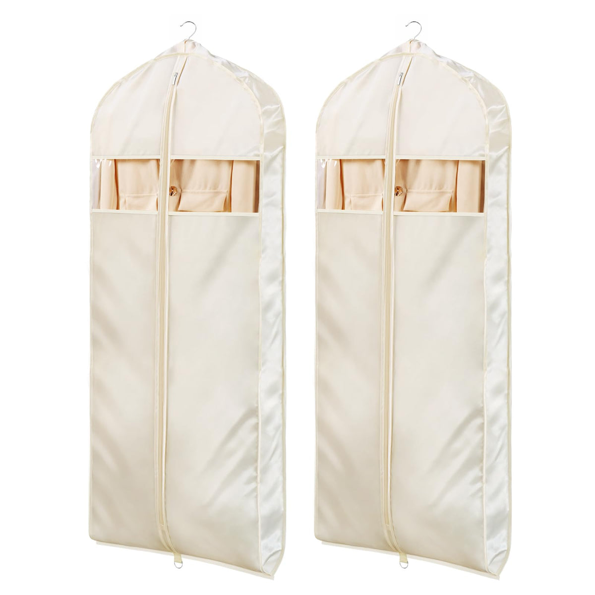 Univivi Satin Garment Bags for Hanging Clothes, Black, 43 Inch, 2 Pack