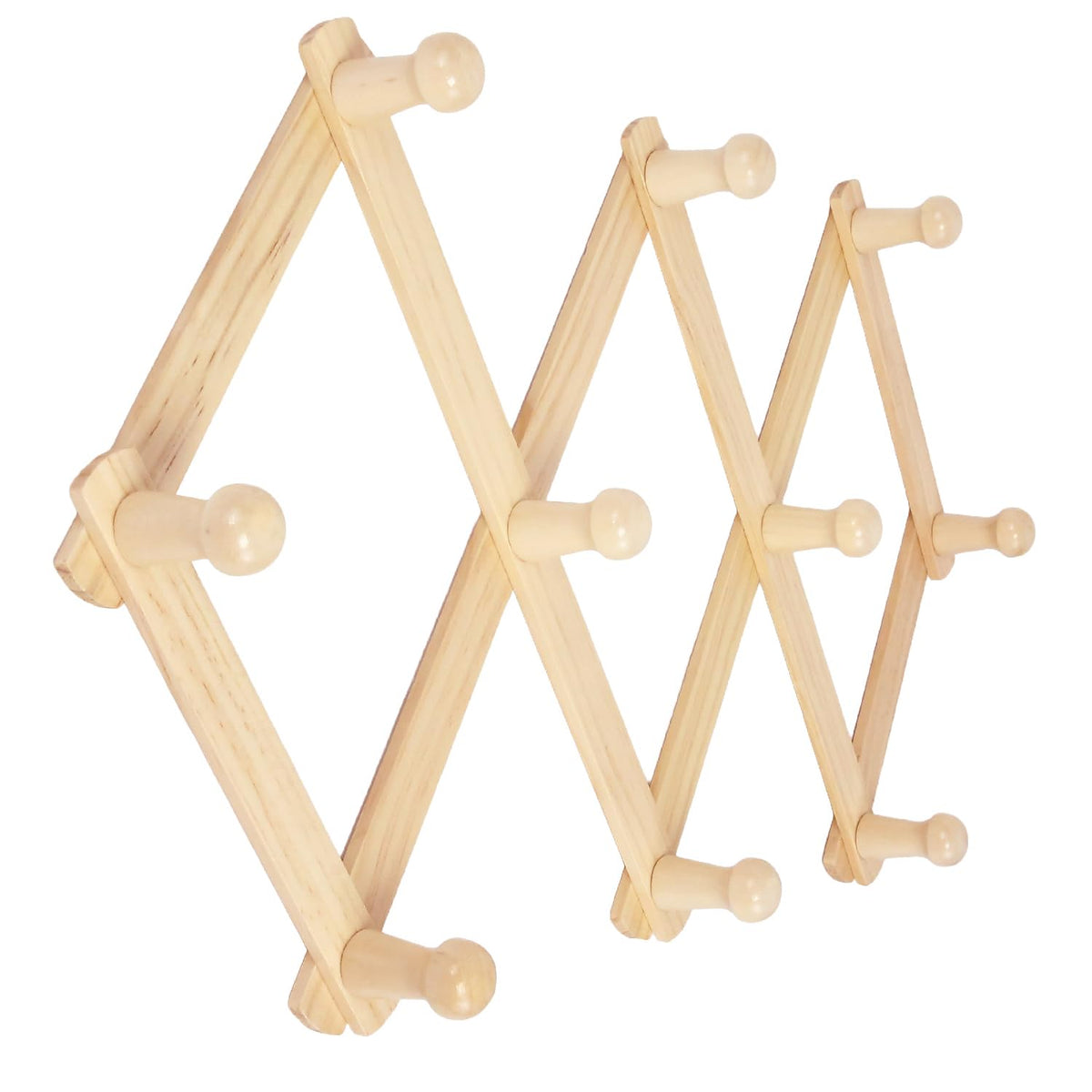 AMAPON Accordion Wall Hanger Expandable Coat Hat Rack 13 Peg Hook (Walnut)