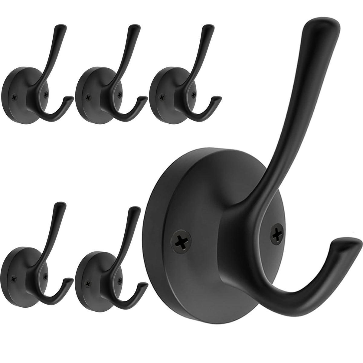 TOFIIGREM Brushed Nickel Robe Hooks Towel Hooks, 3 Pack Coat Hook Heavy Duty Mudroom Hook Double Bathrobe Hook Wall Mounted, Hat Hooks for Entryway Bathroom Kitchen Closet
