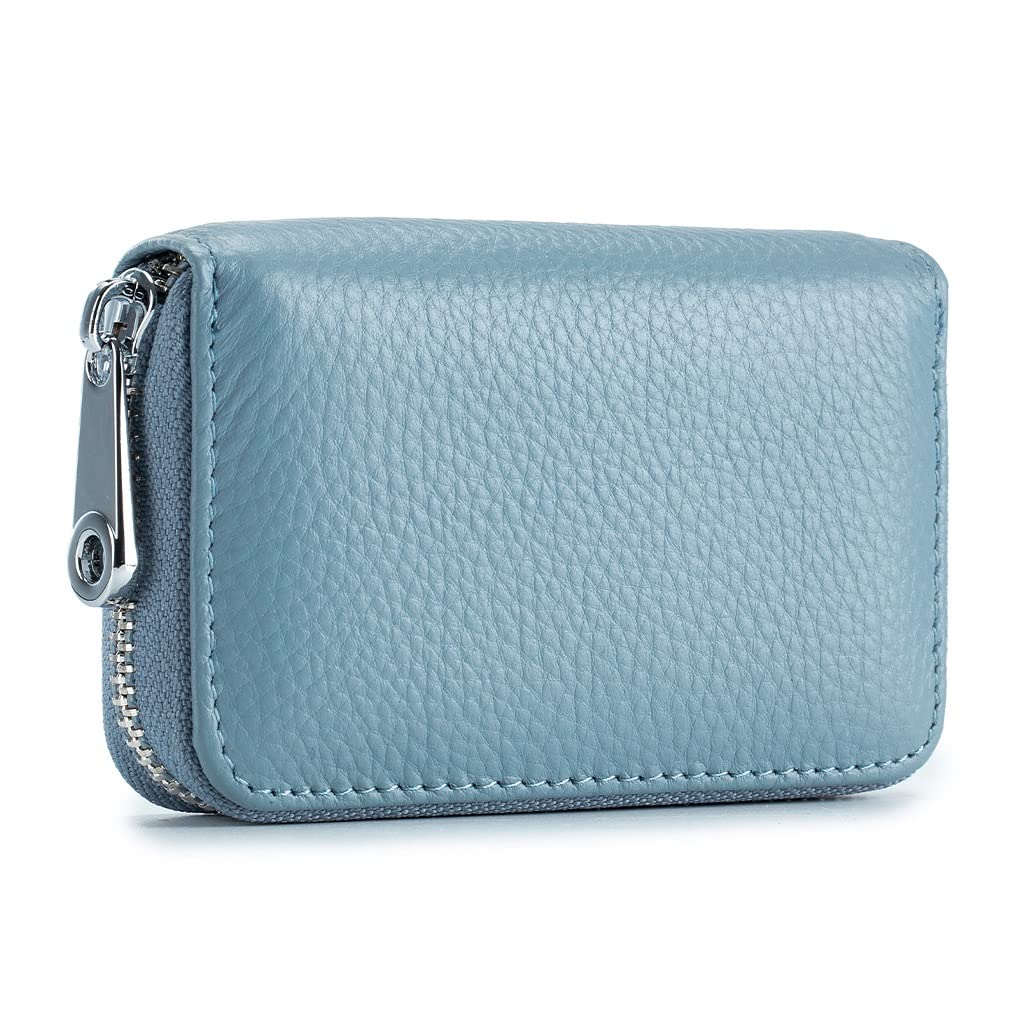 EASTNIGHTS RFID Credit Card Holder Genuine Leather Credit Card Wallet with Zipper