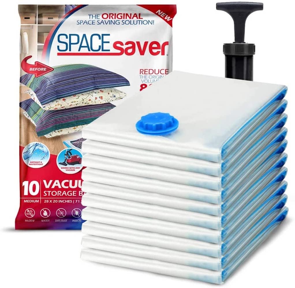 Spacesaver Vacuum Storage Bags with Hand Pump, Jumbo, 10 Pack