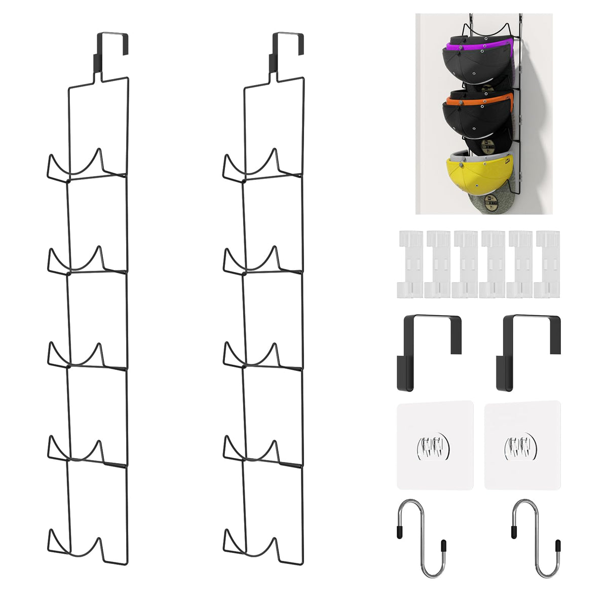 LINFIDITE 10 Pack Hat Rack Hanger Holder Organizer Closet Hanging Baseball Cap Display Storage Rack for Scarves Handbags Towels Clothes Ties Over Door Wall Mounted w Hanging Hook Black