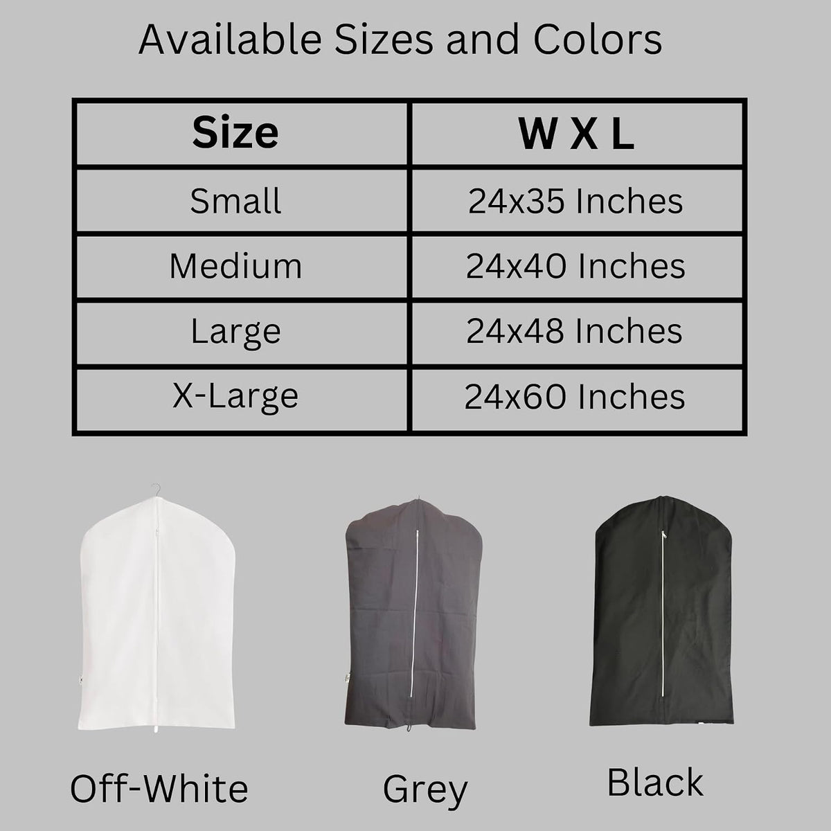 Premium 100% Cotton Garment Bags – 40" Off-White Canvas Suit Cover with YKK Zipper – Moth Protector, Breathable, Machine Washable, Cover for Coats, Dresses, Jackets & Travel