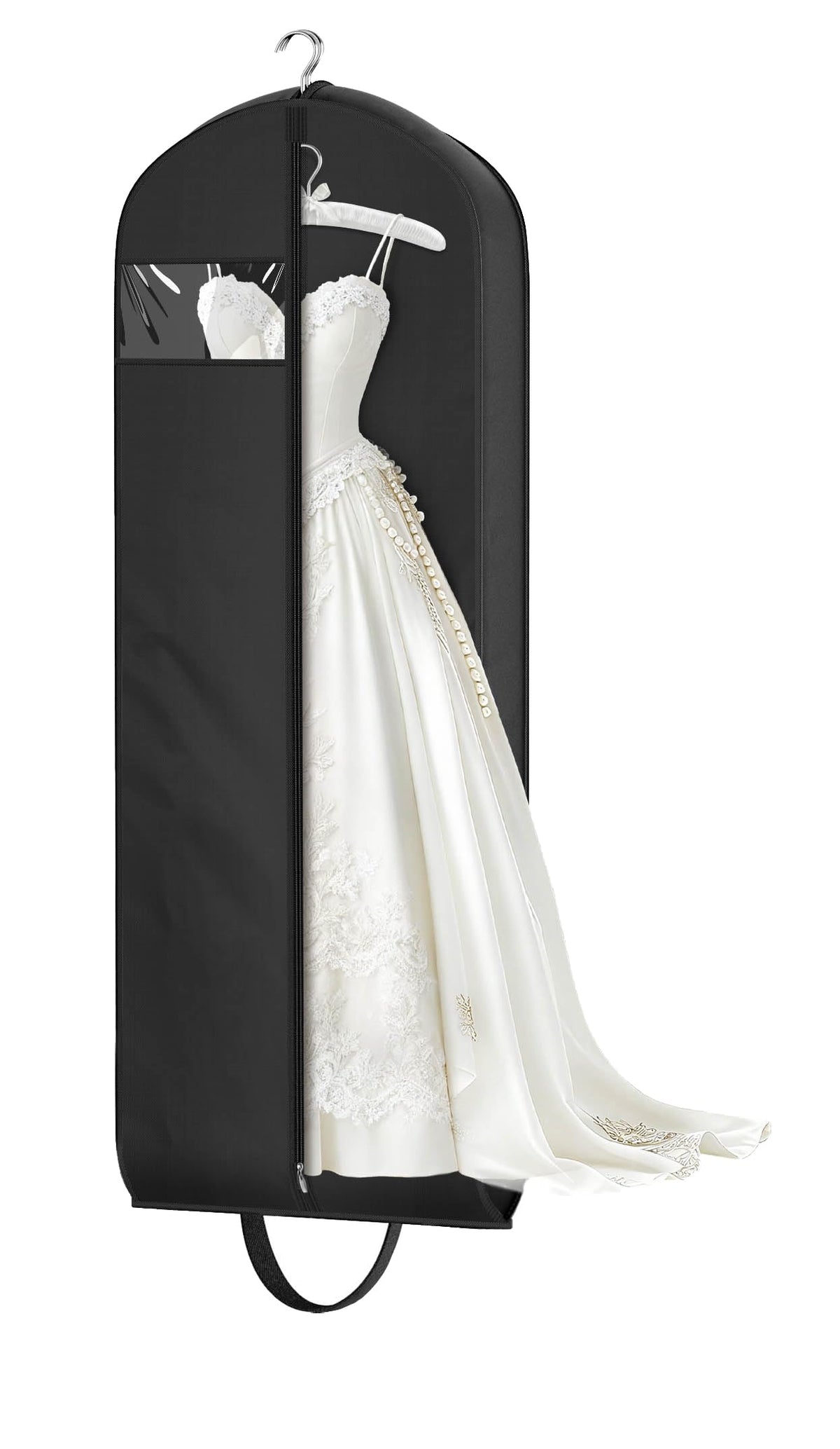 KEETDY Wedding Dress Garment Bag for Travel with 4" Gusseted Long Hanging Dress Bags for Gowns for Women Garment Cover Clothes Storage for Closet (Black, 72 inch)