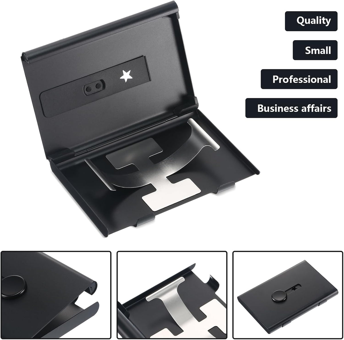 Tatuo 2 Pcs Black Gold Business Card Holder Thumb Drive Stainless Steel