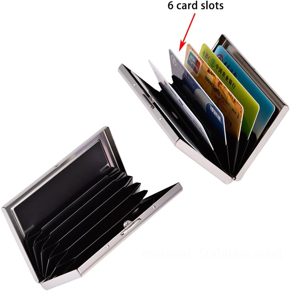 EASTNIGHTS RFID Credit Card Holder Metal Wallet Stainless Steel Credit Card Protector Case for Men or Women
