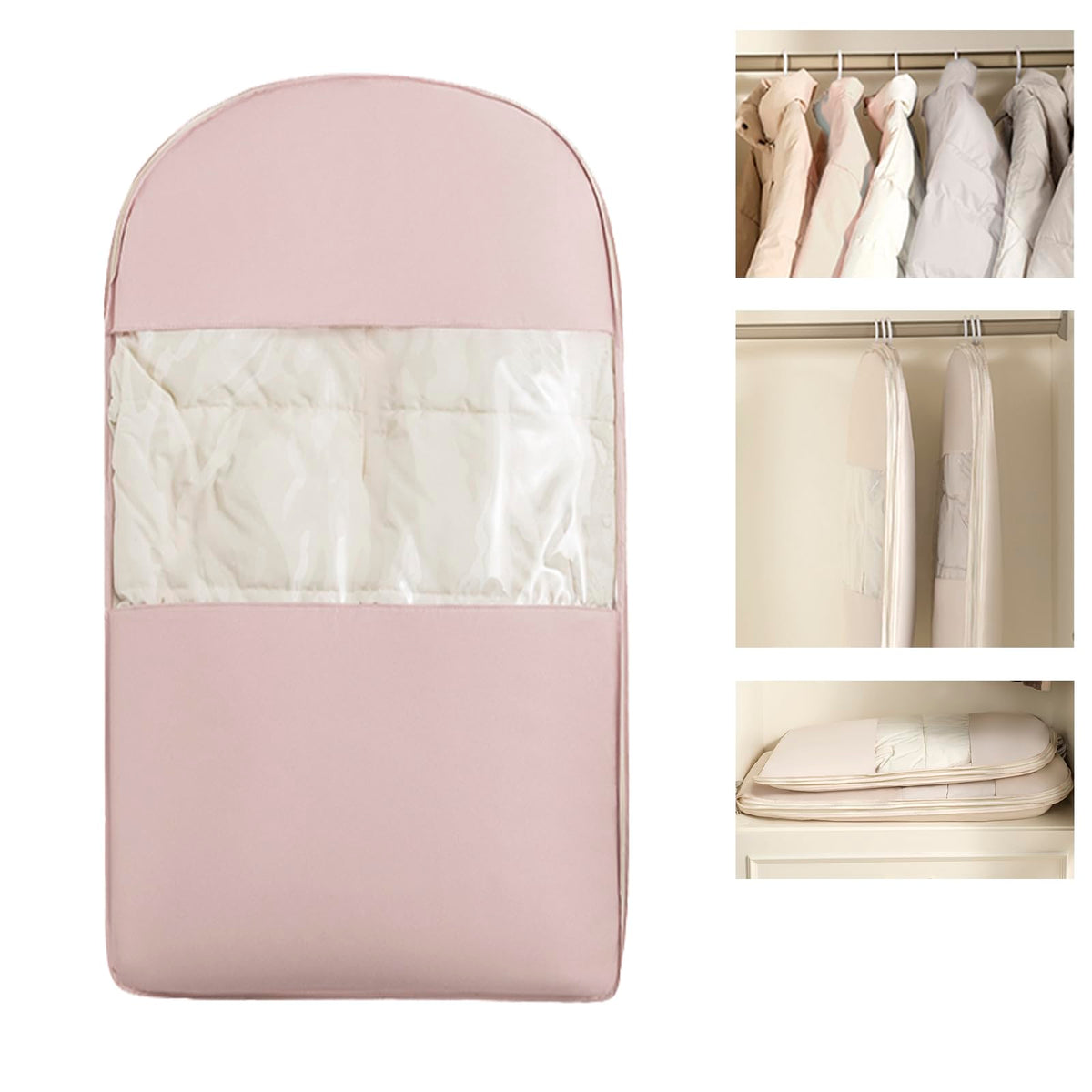 Space Saving Hanging Garment Bag with Self Compression Zipper。