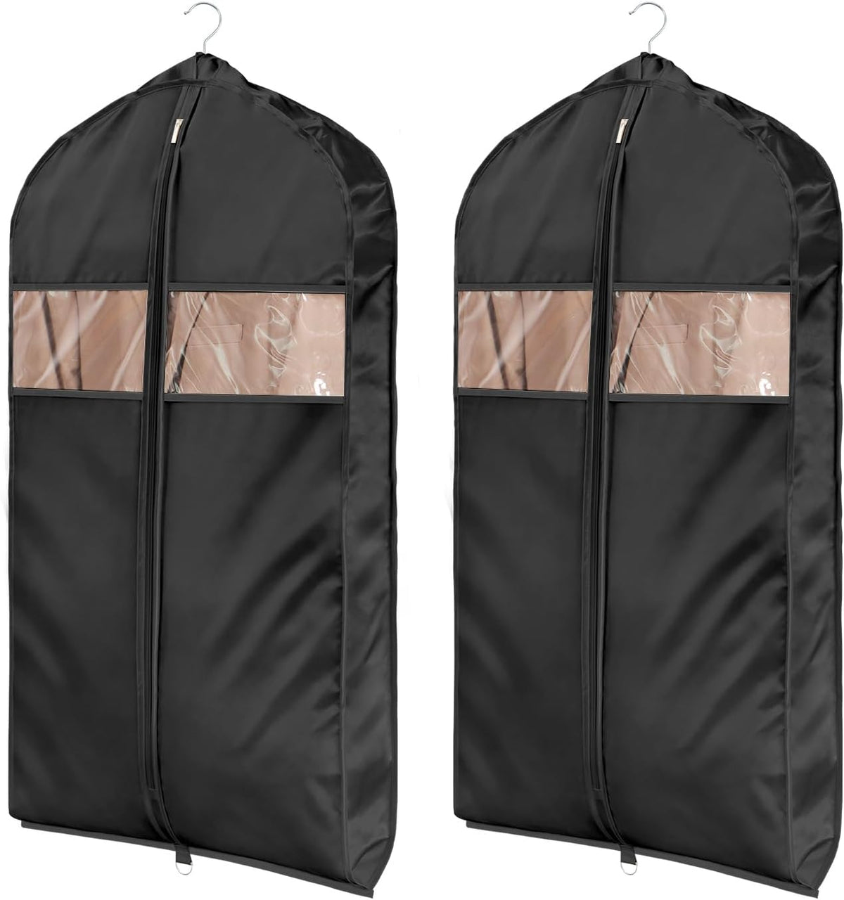 Univivi Satin Garment Bags for Hanging Clothes, Black, 43 Inch, 2 Pack