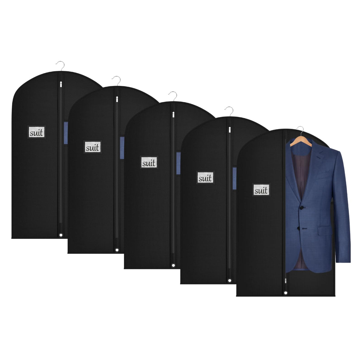 Univivi 60 Inch Lightweight Garment Bag for Hanging Clothes, 10 Pack, Black