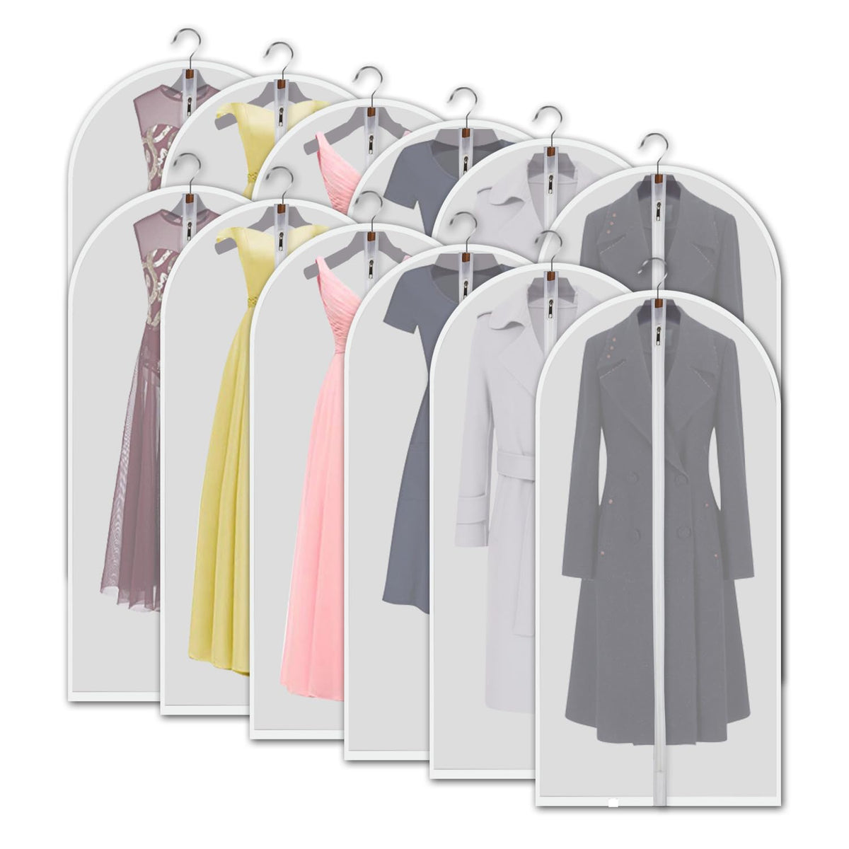 Clear Garment Bags for Hanging Clothes, 60 Inch, 7 Pack with 5 Cedar Balls