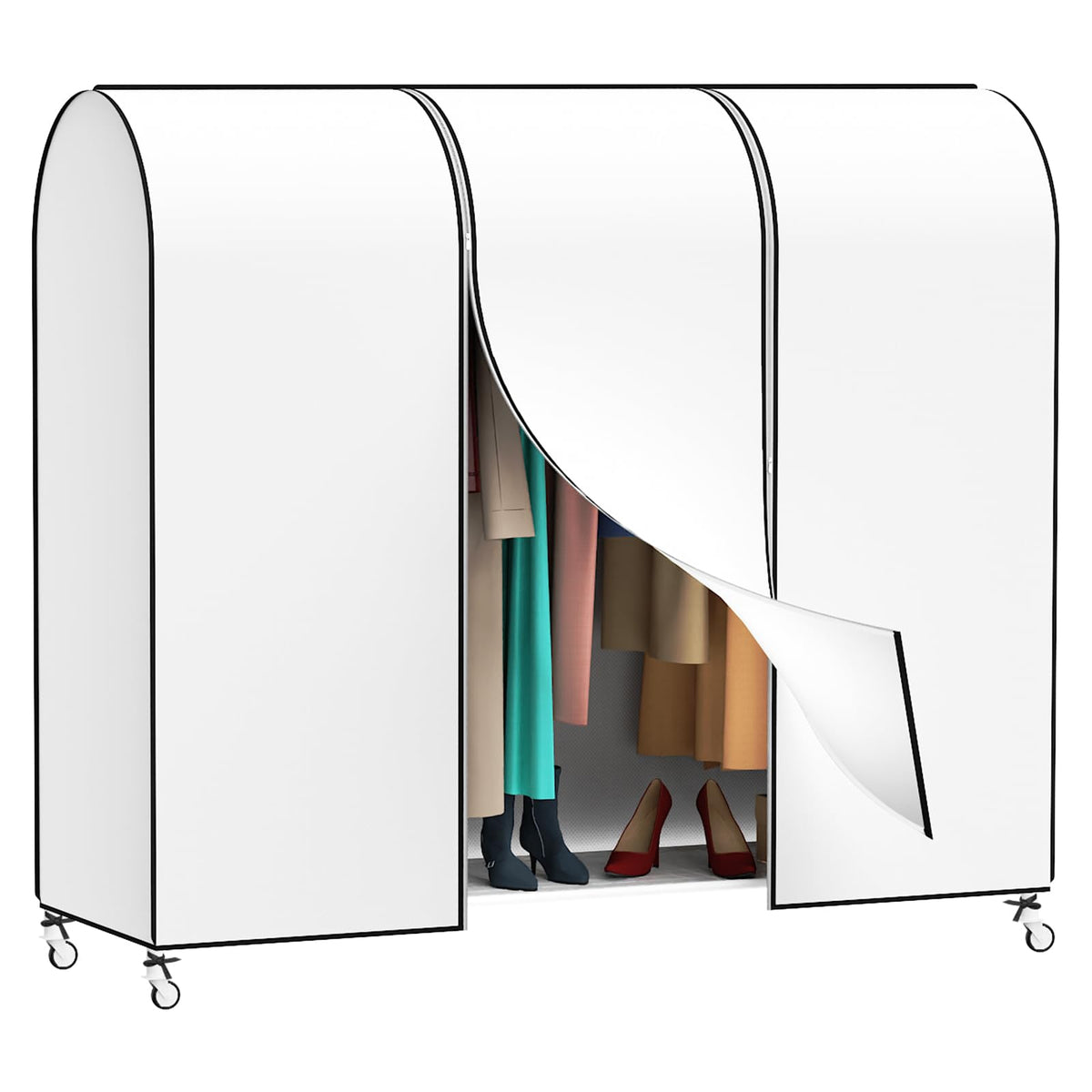 Zilink Garment Rack Cover Clothes Rack Cover Wardrobe Cover 60in, Black