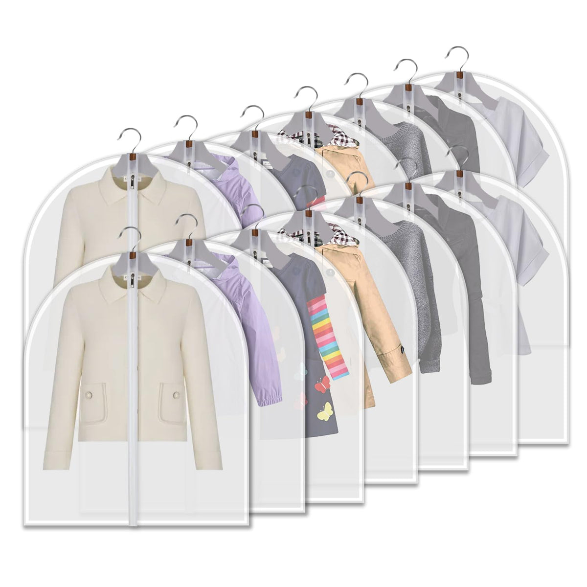 Clear Garment Bags for Hanging Clothes, 60 Inch, 7 Pack with 5 Cedar Balls