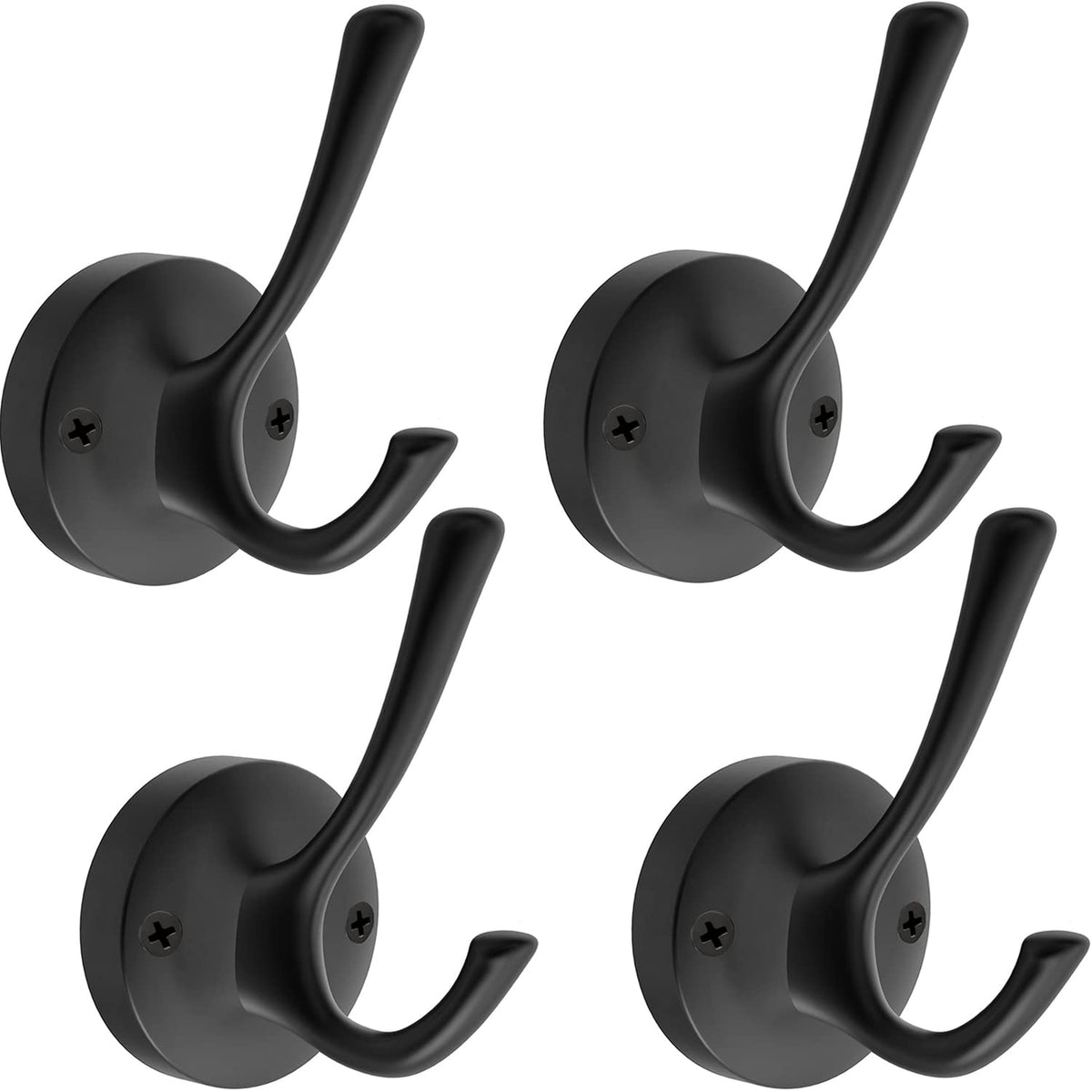 TOFIIGREM Brushed Nickel Robe Hooks Towel Hooks, 3 Pack Coat Hook Heavy Duty Mudroom Hook Double Bathrobe Hook Wall Mounted, Hat Hooks for Entryway Bathroom Kitchen Closet