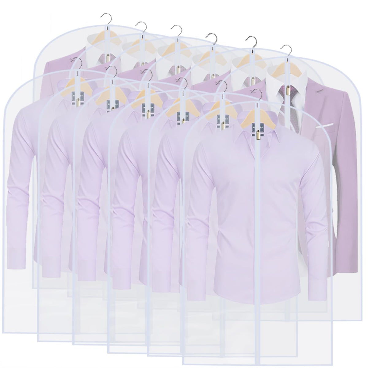 Garment Bags for Hanging Clothes 24" x 48"Coat Covers for Closet Foldable Washable Dress Bags for Hanging Clothes for Long Dress Dance Costumes Suits Gowns Coats