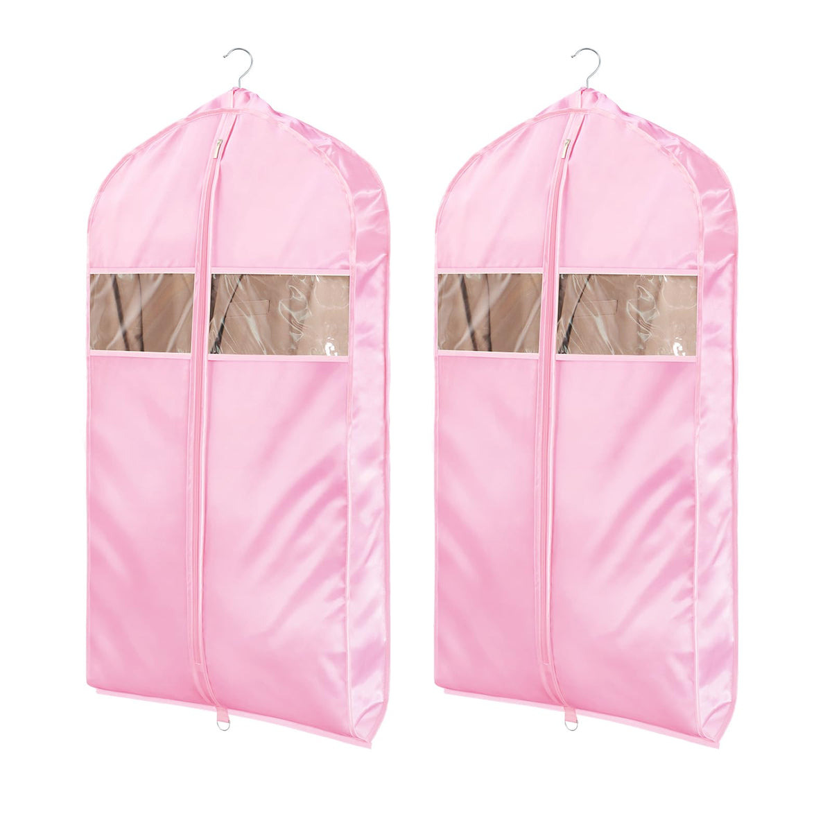 Univivi Satin Garment Bags for Hanging Clothes, Black, 43 Inch, 2 Pack